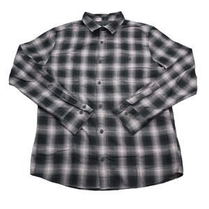 Bixby Nomad Shirt Mens M Slim Grey & Pink Plaid Flannel Button Up Casual